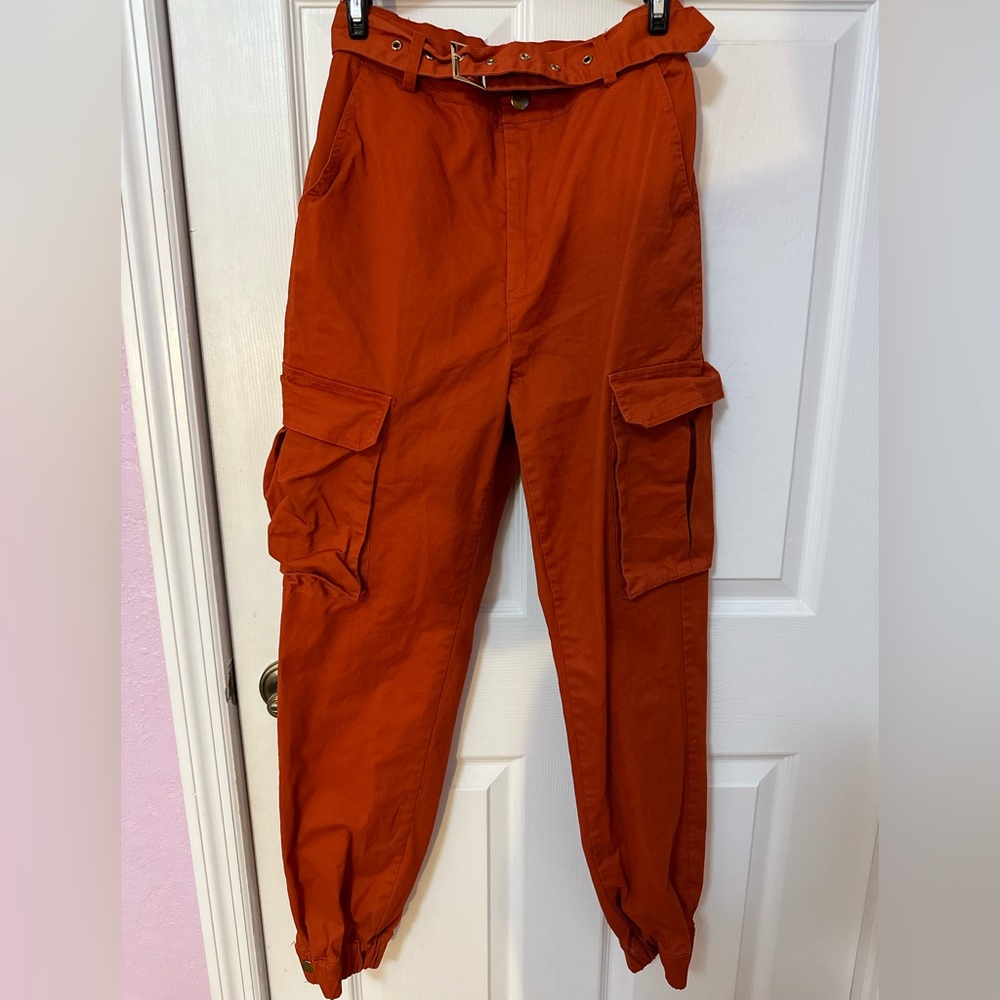 Orange cargo pants